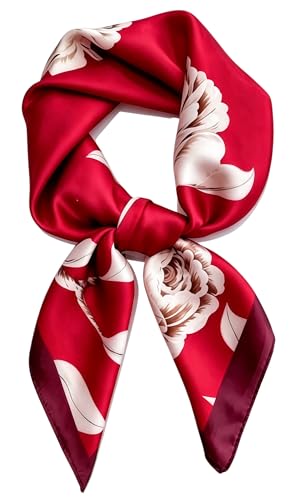Silk Like Square Scarf for Women Men 27.5" - color: Red
