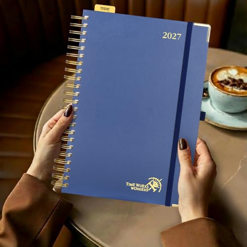 POPRUN 2027 Daily Planner One Page Per Day, Large 8.5" x 12" Calendar Book - color: Midnight Green, size: Large - 8.5" x 12", style: Calendar Year 2027