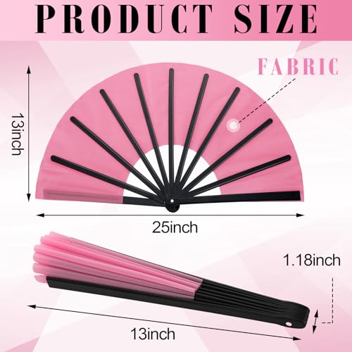 Maitys 2 Pack Foldable Fans for Rave Dancing,Pink,Flash Pattern - color: Pink, style: Flash Pattern