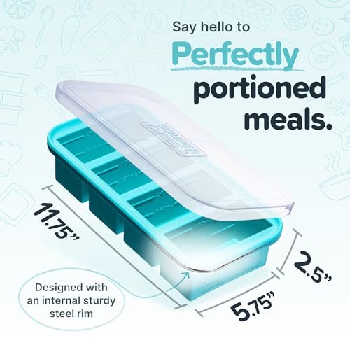 Souper Cubes 1 Cup Silicone Freezer Molds - Soup Cubes Perfect for Freezing Broth, Rice, Leftovers and More - Silicone Freezer Trays with Lids for Meal Prep - Aqua - 4-Pack - color: Aqua, size: 4-Pack