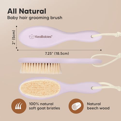 Wooden Baby Hair Brush for Toddler, Infant Cradle Cap (Thistle, Regular) - color: Thistle, size: Oval, Regular 7"