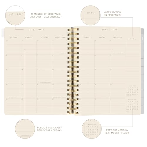 Graphique Peanuts 18 Month Planner, July 2026 – Dec. 2027, Hardbound Spiral Planner with Monthly Tabs, Holidays & Reminder Stickers, 6 x 8 - color: Peanuts