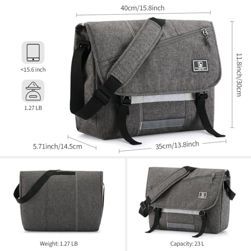 OIWAS Messenger Bag for Men 15.6 Inch Mens Laptop Crossbody Bags, Grey - color: Grey, size: 15.6 Inch