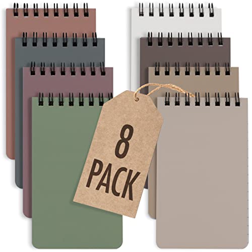 ZICOTO Aesthetic Pocket Notebooks Set Of 8 - Small 3x5 Spiral Notepads - color: Natural Earthy Tones