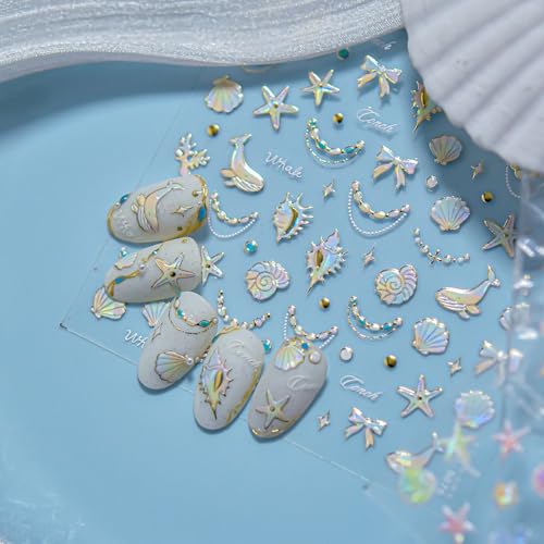 5D Embossed Under The Sea Stickers for Nail Art, Jelly Fish (to5074) - style: to5074