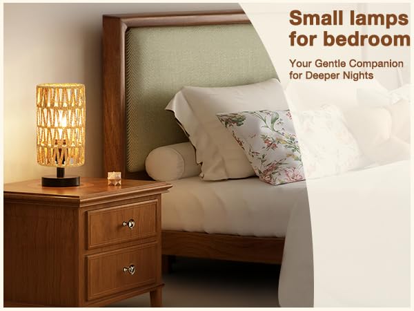 Fenmzee Table Lamps (Rattan Rope Shade - Black Base, 9" Inline Control) - color: Rattan Rope Shade-Black Base