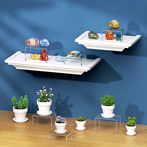 NIUBEE Acrylic Risers Display Stand 2 Set, Clear Display Risers Shelf,3x3x4 - size: (3,3,4)" x2Set