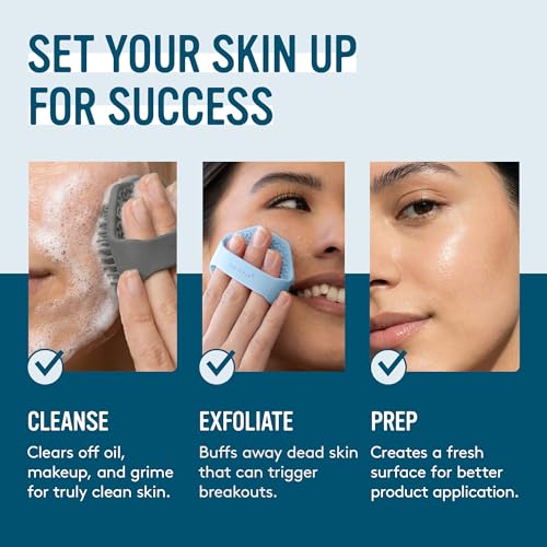 Sud Scrub® Antimicrobial Silicone Face Scrubber, 1 Pack, Gentle Face Exfoliator for Sensitive Skin, Eco Friendly Facial Cleansing Brush, Exfoliating Face Brush for Men and Women (Blue)