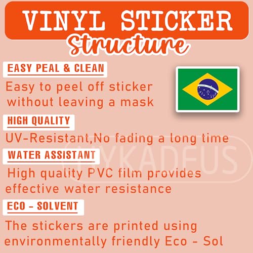 (3Pcs) Brazil Flag Sticker – Brazilian Stickers Country Flags, 3" x 2.1" - color: Brazil