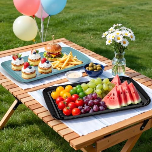 Grilling Prep & Serve Trays for Party Set of 2, Large BBQ Serving Platters - color: Black & Green