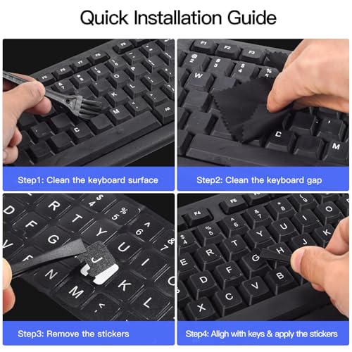 2PCS Ukrainian Keyboard Stickers with Tweezer, Replacement Ukraine Keyboard Letters Black Background with White Lettering for Laptop Notebook PC Computer, Russian Belarus Keyboard Alphabet Sticker - color: Ukrainian White Letters