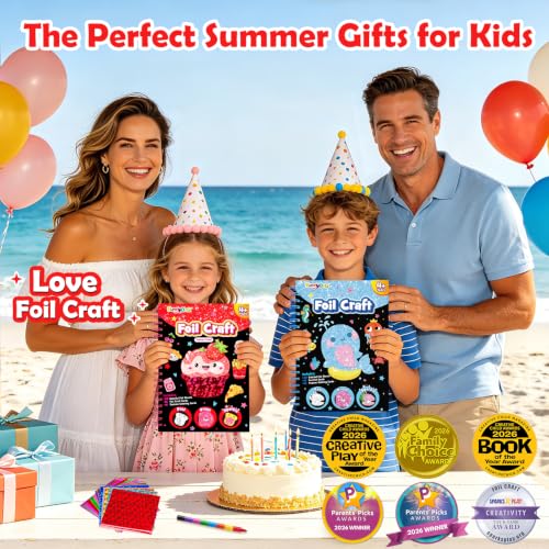 FUNNYB&G Foil Art Craft Kit for Kids, Sparkly Birthday Gift Toy for Girls - style: Food