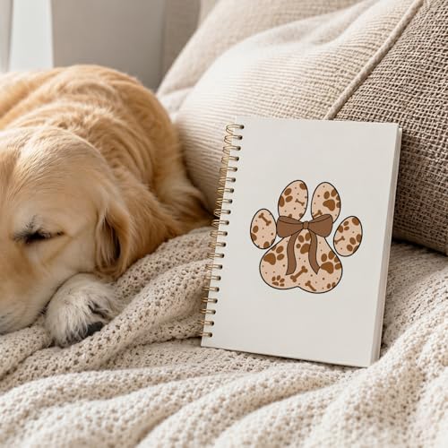 VONTP Cute Brown Bow Dog Paw Journal Notebooks, 5.5x8.3 Inch - color: 009-bow