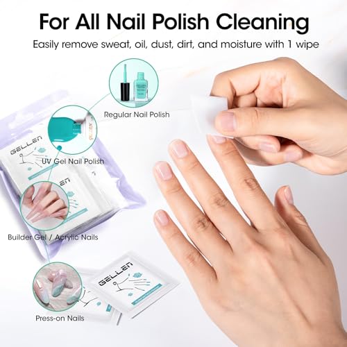 GELLEN Nail Cleanser Pads, 100 Pack Alcohol Prep Pads Individually Wrapped - size: 100PCS