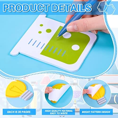 Science Party Stationery Gift Set with 12 Sticky Notes, 12 Ballpoint Pens and 50 Stickers for Science Themed Birthday Party Decorations Supplies Goodie Bag Fillers School Rewards