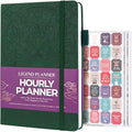 Legend Undated Hourly Planner, A5 Appointment Book Schedule, Dark Green - color: Dark Green, Debossed