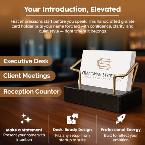 Black Granite Card Holder – Wire Stand, Holds 70 - color: Black Granite