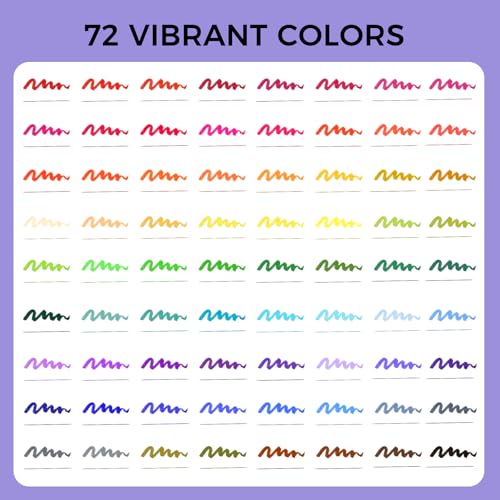 Artecho 72 Colors Dual Tip Markers for Adult Coloring Books with Bag