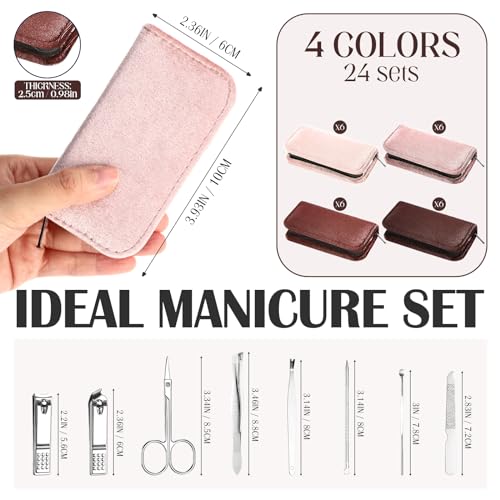 Coume 24 Sets Mini Manicure Kit for Women Men Nail Clippers, Brown Series - color: Brown Series