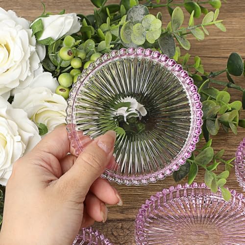 JUXYES 5 Pack Clear Purple Crystal Coasters Round Cup Mat, Glass Coasters for Drinks Coffee Tea Wine, Decorative Wine Bottle Coaster, Crystal Drink Coasters for Restaurant bar Kitchen Dining Table - color: Purple, size: 5 Pack