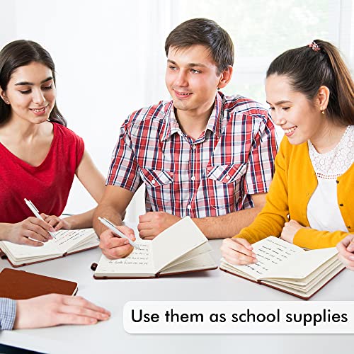 5 Pack Journal Notebook Bulk for School, Feela Hardcover Business Notebooks Classic Ruled Lined Journals with Pen Holder for Work Note Taking, with 5 Black Pens, 120 GSM, 5.1”x8.3”, A5, Brown - color: 5 Pack brown
