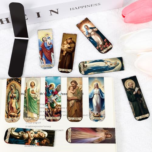 Wxiben 48 Pcs Catholic Saint Magnetic Bookmark Prayer Book Mark Page Clip - style: Catholic