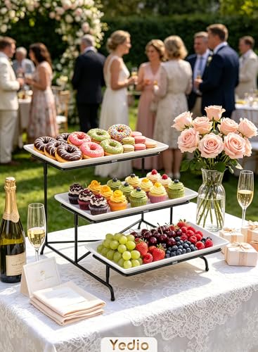3 Tier Serving Tray, 12 Inch Dessert Display Stand, Black Stand - color: Black, size: 12 Inch