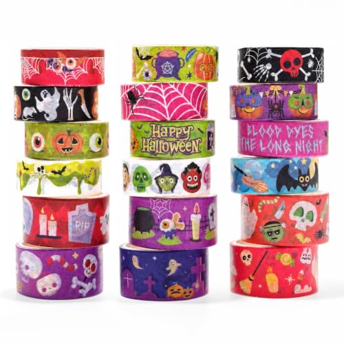 Halloween Washi Tape Set Pumpkin Scrapbook Tape 18 Rolls - color: Halloween