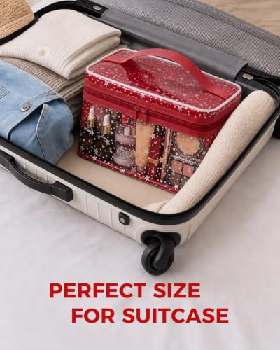 Star Clear Makeup Bag, Waterproof Travel Cosmetic Bag Toiletry bag,Red - color: Red