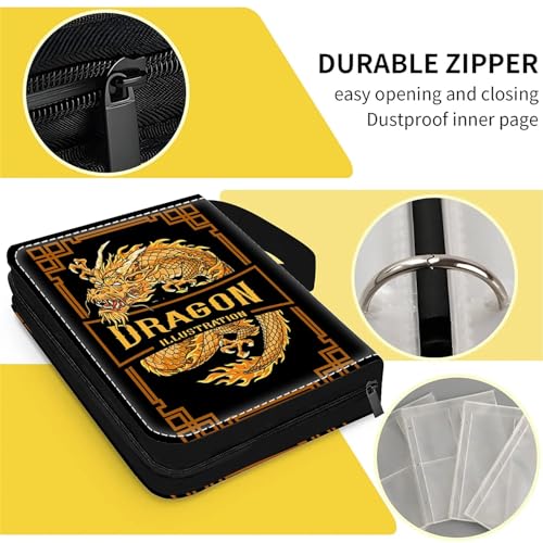 Card Binder 400 Pockets, 50 Sleeves Large Binder Trading Cards Holder 4 Pocket, Storage Organizer, Album Folder Case Protector Collector Gift Golden Chinese Illustration Brown - color: Golden Chinese Illustration Brown, size: 4 Pocket