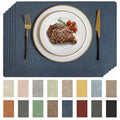 Romanstile Faux Leather Vinyl Placemats Set of 6, Navy Blue - color: Navy Blue