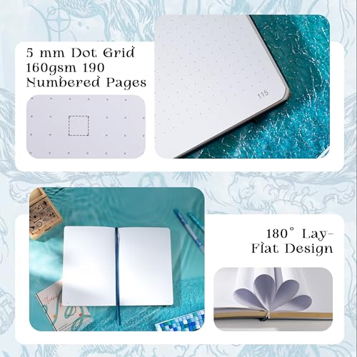 TIEFOSSI A5 Dotted Journal for Women & Men, 160 GSM Thick Paper - color: Deep Blue, size: Dotted
