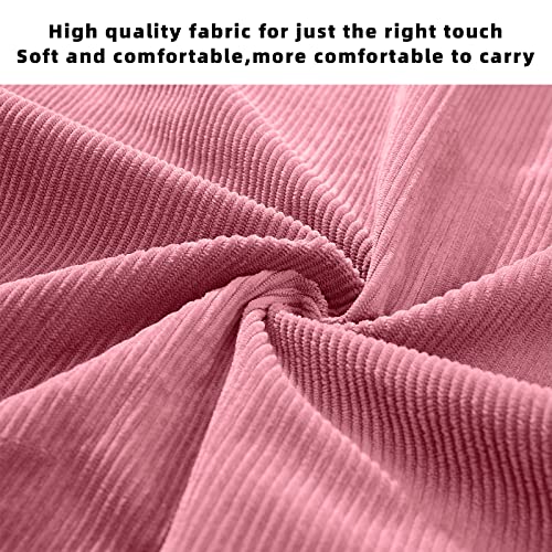 KALIDI Women Corduroy Tote Bag Zipper Casual Tote's Handbag Big Capacity Shoulder Bag with Pockets - color: Pink