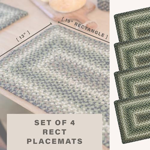 Homespice Pinecone Braided Placemats for Rustic Decor, Rect 13x19 Set of 4 - color: Pinecone