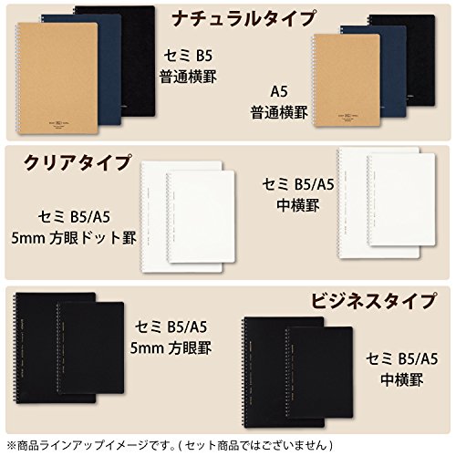 Kokuyo Spiral Graph Notebook, 8.3'' x 5.8'' Business Journal A5 Soft Ring Notebooks with 5mm Grid Ruled, 70 Perforated Sheets, Black 1 Subject Notebook, Note Taking for Work.Japan Import(SU-SV437S5-D) - size: A5