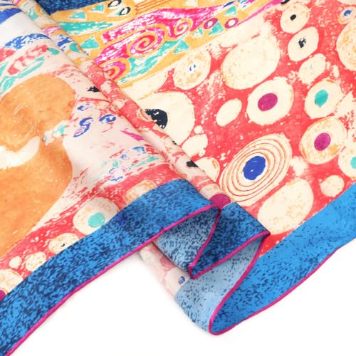 JWSilk Long Charmeuse Silk Scarf Classic Art Print - color: Hope By Klimt