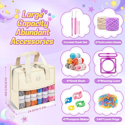 633Pcs Weaving Loom Kit with Pompom Maker, Storage Bag & Crochet Hooks