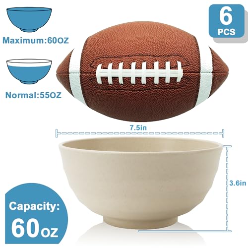60oz Ramen Bowls Set of 6, Large Plastic Bowls for Eating (Beige) - color: Beige, size: 60 Oz