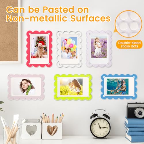 10 Pack Acrylic Fridge Magnetic Frame for Polaroid, 2.36x3.54 In Mini Picture Frames Colorful for Fujifilm Instax Mini, 2 Sided Photo Refrigerator Magnet Picture Display Clear Frame Petal - color: Colorful, size: 10 Pack