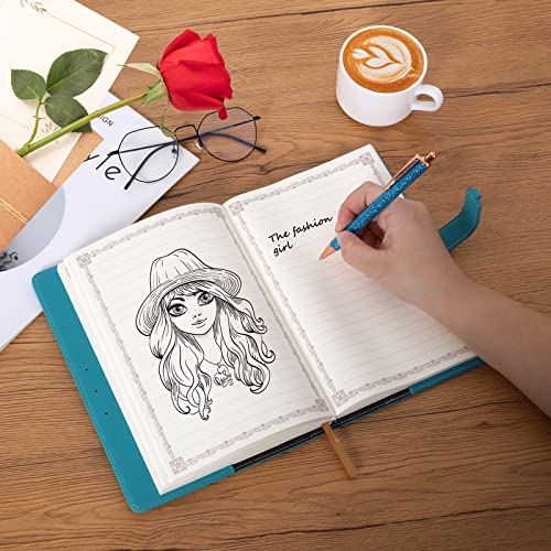 Heart-Shaped Lock diary with pen,A5 Size Soft PU Leather Locking Journal Personal Planner Writing Notebook Secret Notebook Gift for Adults,kids,Writers girls&women.(Lakeblue).