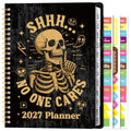 Xqumoi 2027 A5 Planner Funny Skeleton Skull Weekly and Monthly Planner Gift - color: Black Skeleton 2027, size: A5
