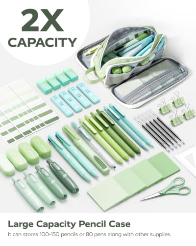 Four Candies Green School Supplies with Case College Essentials - color: Green