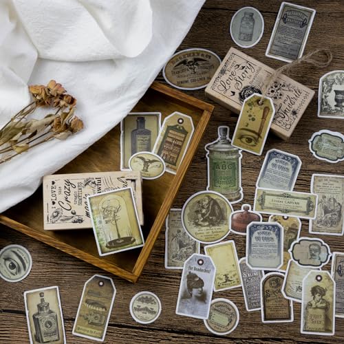 Prstincol 120 Pcs Vintage Apothecary Potion Label Stickers - style: Apothecary Potion Label Stickers 120 Pcs
