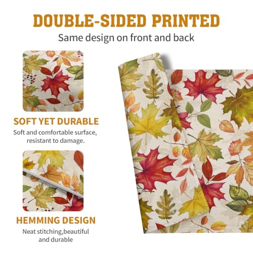 Fall Maple Leaves Placemats Set of 4 12x18 Inch Thanksgiving Autumn Colorful Leaf Dining Table Mats Rustic Seasonal Farmhouse Place Mats for Kitchen Party Home Decoration - color: Fall Maple