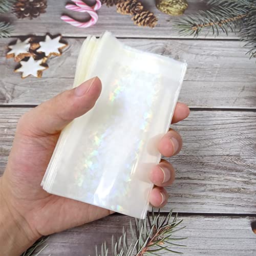Honbay 100PCS Holographic Card Sleeves Laser Flashing Card Film Idol Photo Sleeves Trading Cards Shield Cover for Protection and Decoration (Gemstone, 65x90mm)