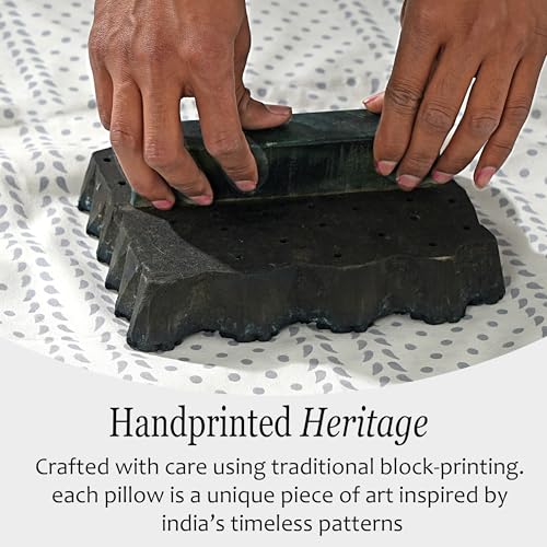 CPC Misty Grey Trelis Block Print Throw Pillow Covers 20x20 Inch, Set of 2 - color: Misty Grey Trelis, size: 18" x 18" (Pack of 2)