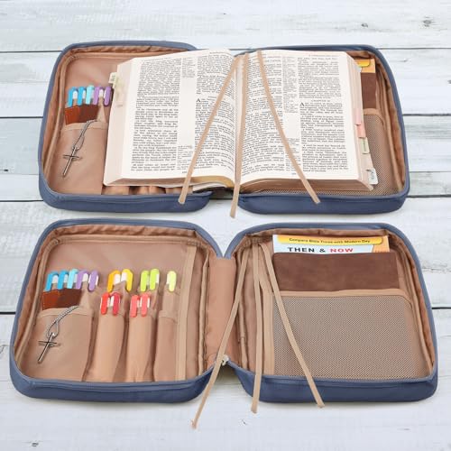 FINDCOZY Bible Cover for Women, Medium Carrying Case for Regular Bible - color: Blue, size: Medium