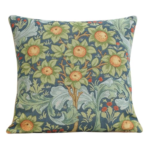 William Morris Orange Tree Arabesques Blue Tapestry Pillow Cover 19 x 19 in - color: Orange Tree W/Arabesques Blue, size: 19" x 19" (Pack of 1)