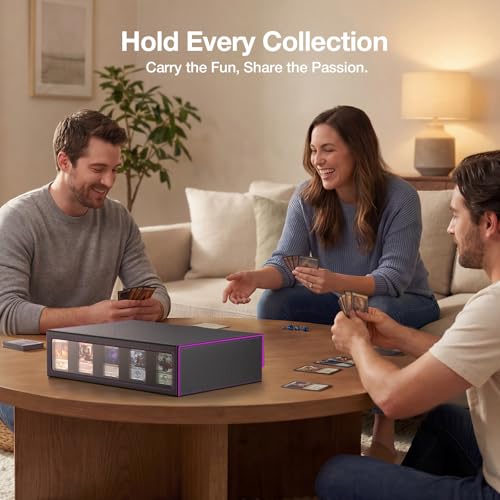 Trading Card Storage Box 3900+ with Handle, Black Purple - color: Black Purple, size: 3900+ with Handle & Metal Latch