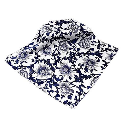 Bandana,handkerchief, hanky,silk cerpe satin with oriental art pattern - color: Blue and White Porcelain Pattern